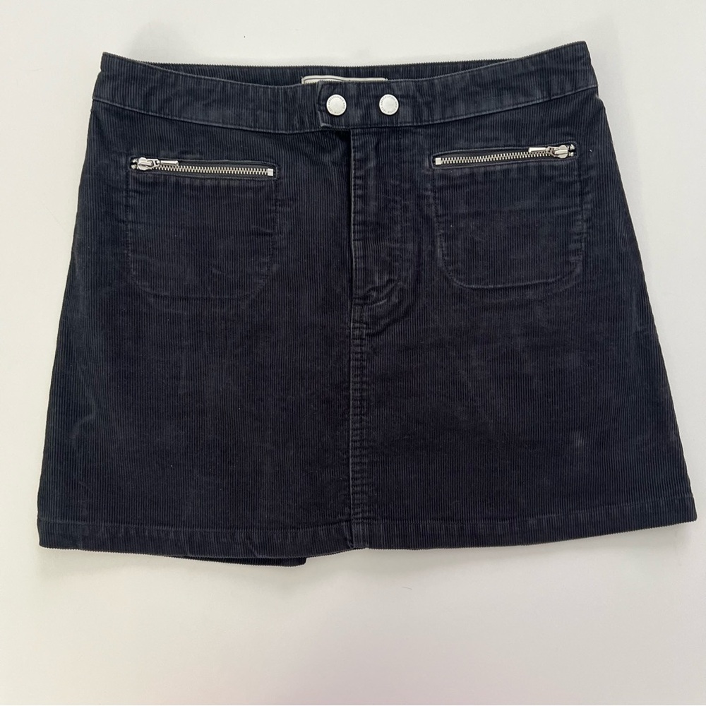 Abercrombie & Fitch Corduroy Mini Skirt Navy Blue Size 2 100% Cotton - Picture 9 of 9